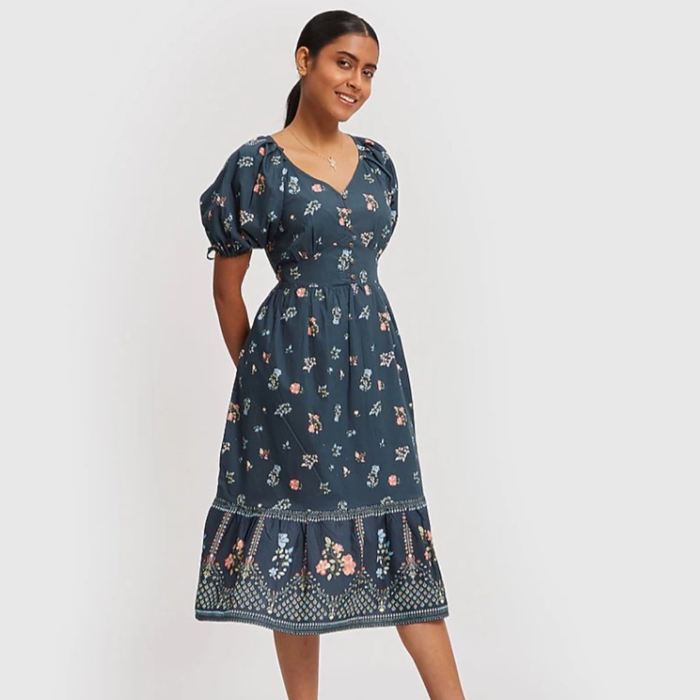 Madewell x Reistor Puff Sleeve Midi Dress M NWT